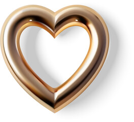 Aufkleber - A beautifully crafted glossy metallic heart icon with a 3D visual effect, presented on a transparent background, perfect for romantic themes, decorations, and creative designs. Romantic Symbol of Love