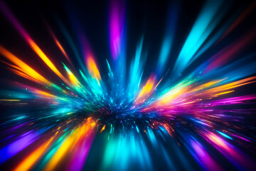 Poster - Abstract colorful light streaks on black background