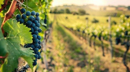 Sticker - Vibrant vineyards thriving under summer sun Emphasizing agriculture and wine production