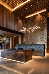 Wall Mural - modern resort reception interior design