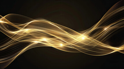 Wall Mural - Abstract Elegant Gold Glowing Line with Lighting Effect Sparkle on Black Background, Luxurious Shimmering Streak, Radiant Light Trail, Glamorous Illumination, Sophisticated Golden Glow, Sparkling Ligh