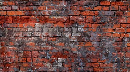 Poster - Textured red brick wall background with empty space for text