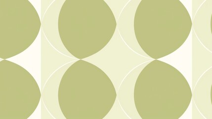 Canvas Print - Abstract Geometric Pattern With Intersecting Circles and Ovals in Green and White, background, retro style