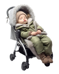 Sticker - PNG Baby sleeping stroller baby portrait photo.