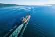 © Leonid - Bulk vessel for dry cargo cruising in sea, ship for unpackaged bulk cargo, aerial footage