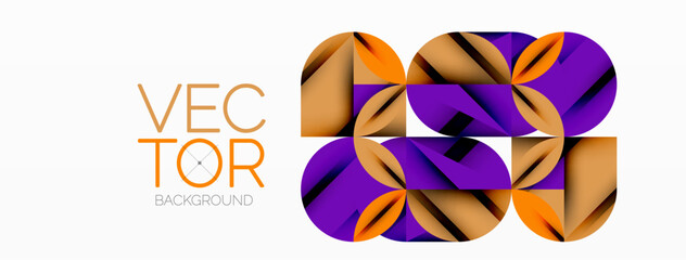 Aufkleber - Circle, square and flower petal geometric background. Round shapes composition for wallpaper, banner, background or landing