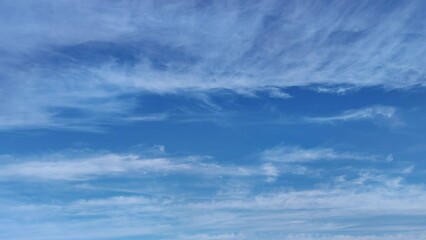 Curious cirrus clouds in the sky with birds flying early