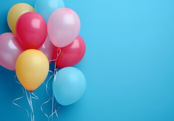 Sticker - Colorful Balloons on Blue Background with Copy Space