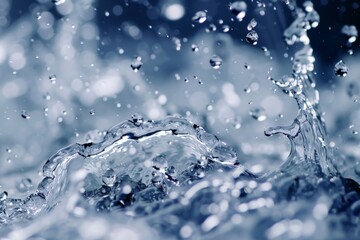 Aufkleber - A detailed close-up of a water splash showcasing the intricate movements and droplets captured with high-speed photography, emphasizing the complexity and beauty of water in motion.