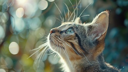 Sticker - Close up shot of a beautiful cat with a blurred background