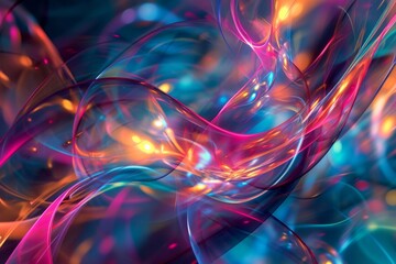 Colorful abstract background with swirling light patterns, Vivid swirls of colorful smoke and water against a dark backdrop, AI generated