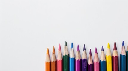 Poster - Colored pencils on white background with text space