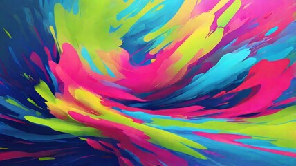 Poster - abstract blur background with vibrant neon colors such as electric blue, hot pink, and lime green
