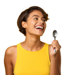 Sticker - PNG Spoon laughing portrait eating.