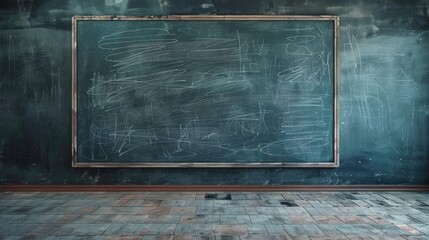 Wall Mural - Empty blackboard with chalk marks