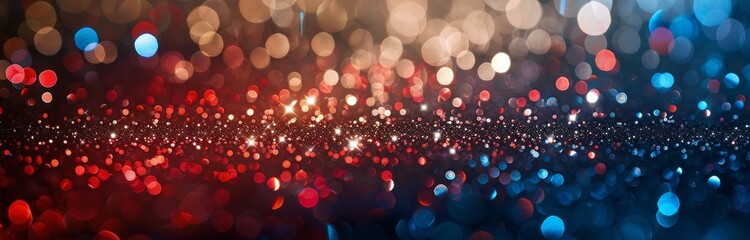 Canvas Print - Abstract Blue And Red Glitter Lights Background