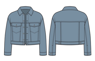 Canvas Print - Vector illustration of denim crop jacket.