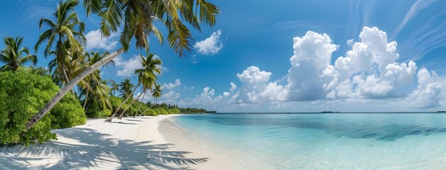 Wall Mural - Tropical Paradise: White Sand Beach, Turquoise Water, Maldives