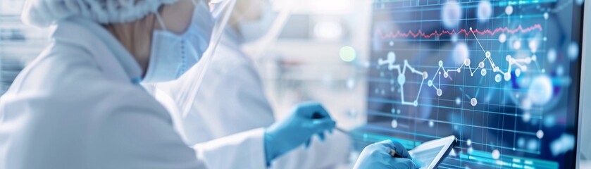 Poster - documentary style image of a group of scientists working on clinical trial data, intense discussion,