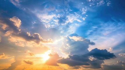 Poster - cloudy sky at sunset for overlay design