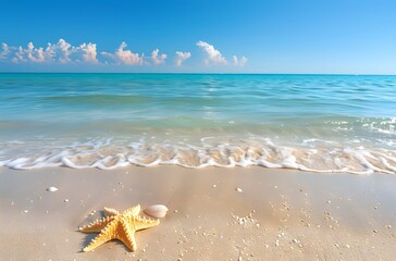 Wall Mural - Serene Beach Scene with Starfish and Shell