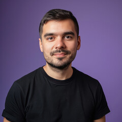 Poster - young handsome man standing on purple background