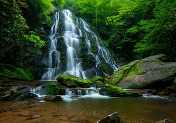 Sticker - Serene Waterfall in Smoky Mountains