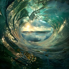 Canvas Print - Stunning Ocean Wave Inside View