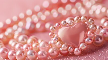 Poster - Pink background featuring a heart of pearls