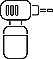 Poster - black outline icon of an electric screwdriver standing on its charging station