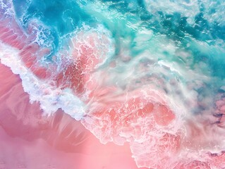 Wall Mural - Aerial View of Pink Sand Beach and Turquoise Ocean