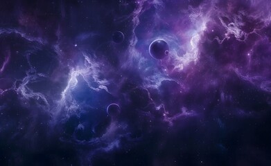 Poster - Cosmic Nebula with Planets and Smoke Effect