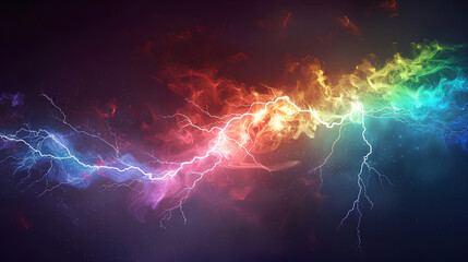 Fototapete - lightning strike colored rainbow 3d rendering element