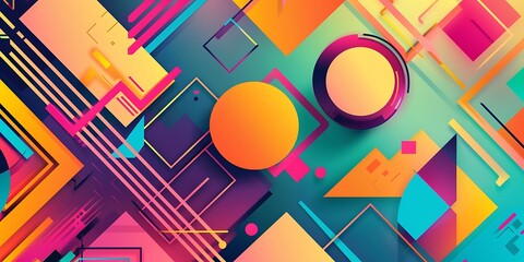 Poster - Colorful geometric background with colorful shapes and patterns, vibrant colors and shapes, vector illustration, bold lines, colorful geometric pattern, colorful shapes, bold lines, vector art style