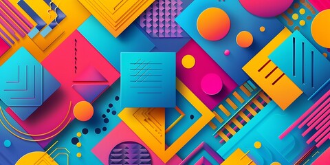 Poster - Colorful geometric background with colorful shapes and patterns, vibrant colors and shapes, vector illustration, bold lines, colorful geometric pattern, colorful shapes, bold lines, vector art style