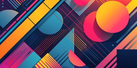 Poster - Colorful geometric background with colorful shapes and patterns, vibrant colors and shapes, vector illustration, bold lines, colorful geometric pattern, colorful shapes, bold lines, vector art style
