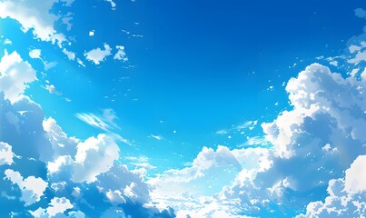 Canvas Print - Beautiful Blue Sky with White Clouds Background