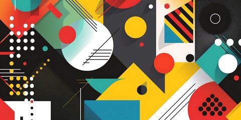 Poster - Colorful geometric background with colorful shapes and patterns, vibrant colors and shapes, vector illustration, bold lines, colorful geometric pattern, colorful shapes, bold lines, vector art style