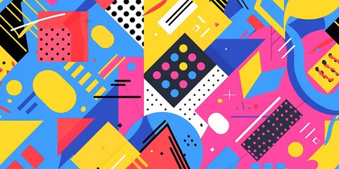 Poster - Colorful geometric background with colorful shapes and patterns, vibrant colors and shapes, vector illustration, bold lines, colorful geometric pattern, colorful shapes, bold lines, vector art style
