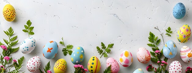 Wall Mural - Colorful Easter Eggs Border with Copy Space