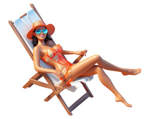 Canvas Print - PNG Chair sunbathing furniture swimwear.