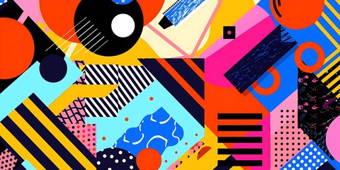 Poster - Colorful geometric background with colorful shapes and patterns, vibrant colors and shapes, vector illustration, bold lines, colorful geometric pattern, colorful shapes, bold lines, vector art style