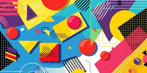Poster - Colorful geometric background with colorful shapes and patterns, vibrant colors and shapes, vector illustration, bold lines, colorful geometric pattern, colorful shapes, bold lines, vector art style