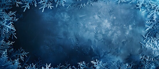 Poster - Frosty Window Frame with Ice Crystals