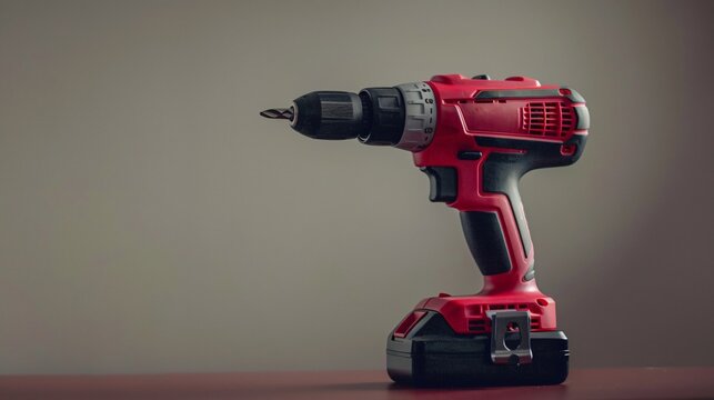 A compact, elegantly designed power drill, set against a smooth, neutral background, focusing on its form and lines