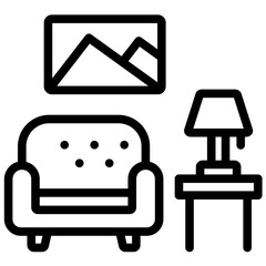 Wall Mural - Living Room vector icon illustration of Home Improvements iconset.