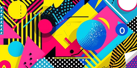 Poster - Colorful geometric background with colorful shapes and patterns, vibrant colors and shapes, vector illustration, bold lines, colorful geometric pattern, colorful shapes, bold lines, vector art style