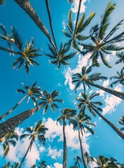 Canvas Print - Tropical Palm Trees Against Blue Sky