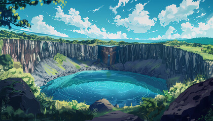 Crater Lakes landscape anime style