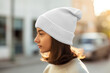 © Rawpixel.com - Women's beanie png, transparent mockup